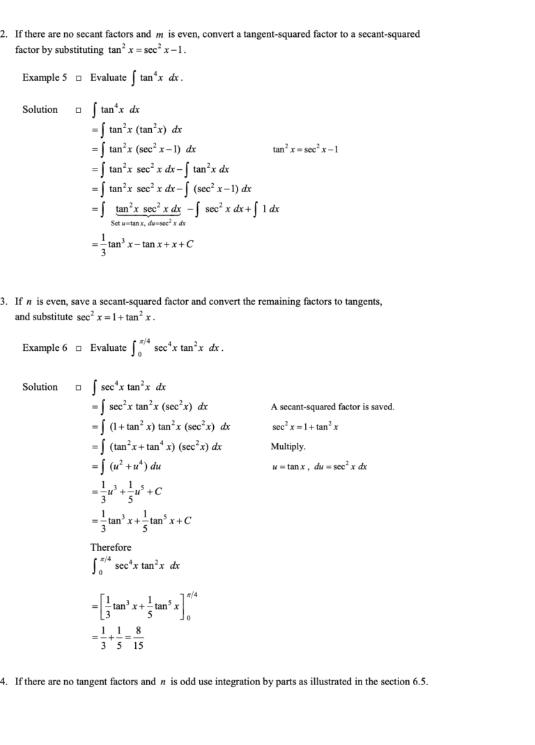 Trigonometric Integrals in Techniques of Integration